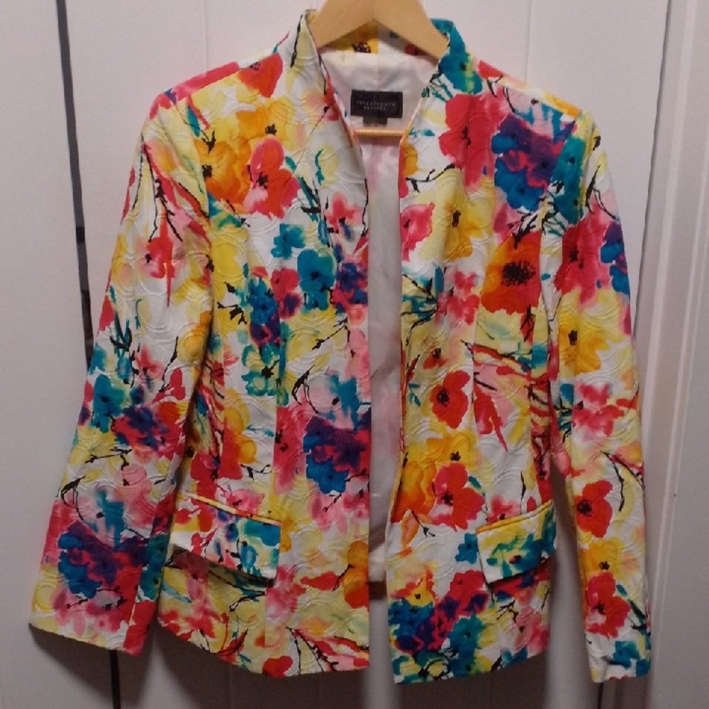 Stunning Floral 3D Textured Bright Colorful Blazer